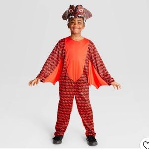 Kids' Red Dragon Costume Jumpsuit w/Headpiece